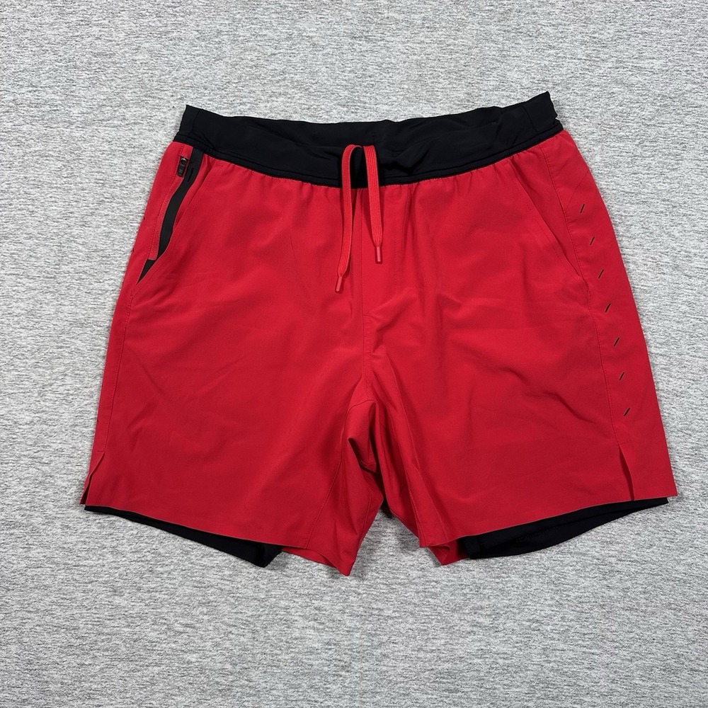 Ten Thousand Shorts Mens Large Red The Interval Lined 7'' Stretch Gym Active